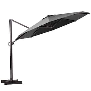 12 ft. x 12 ft. Heavy-Duty Frame Octagon Outdoor Cantilever Umbrella in Dark Gray