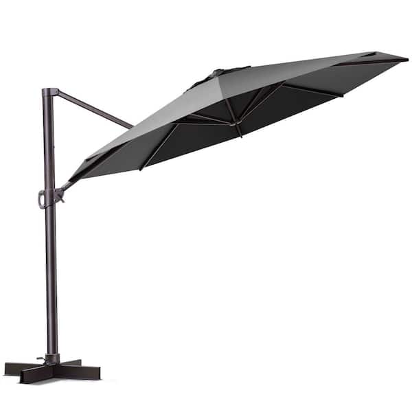 Crestlive Products 12 ft. x 12 ft. Heavy-Duty Frame Octagon Outdoor Cantilever Umbrella in Dark Gray