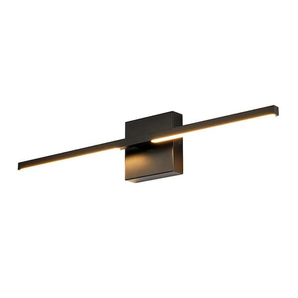 Livingon 23.8 in. 1-Light Black Modern Simple Linear Dimmable Integrated LED Bathroom Vanity Light