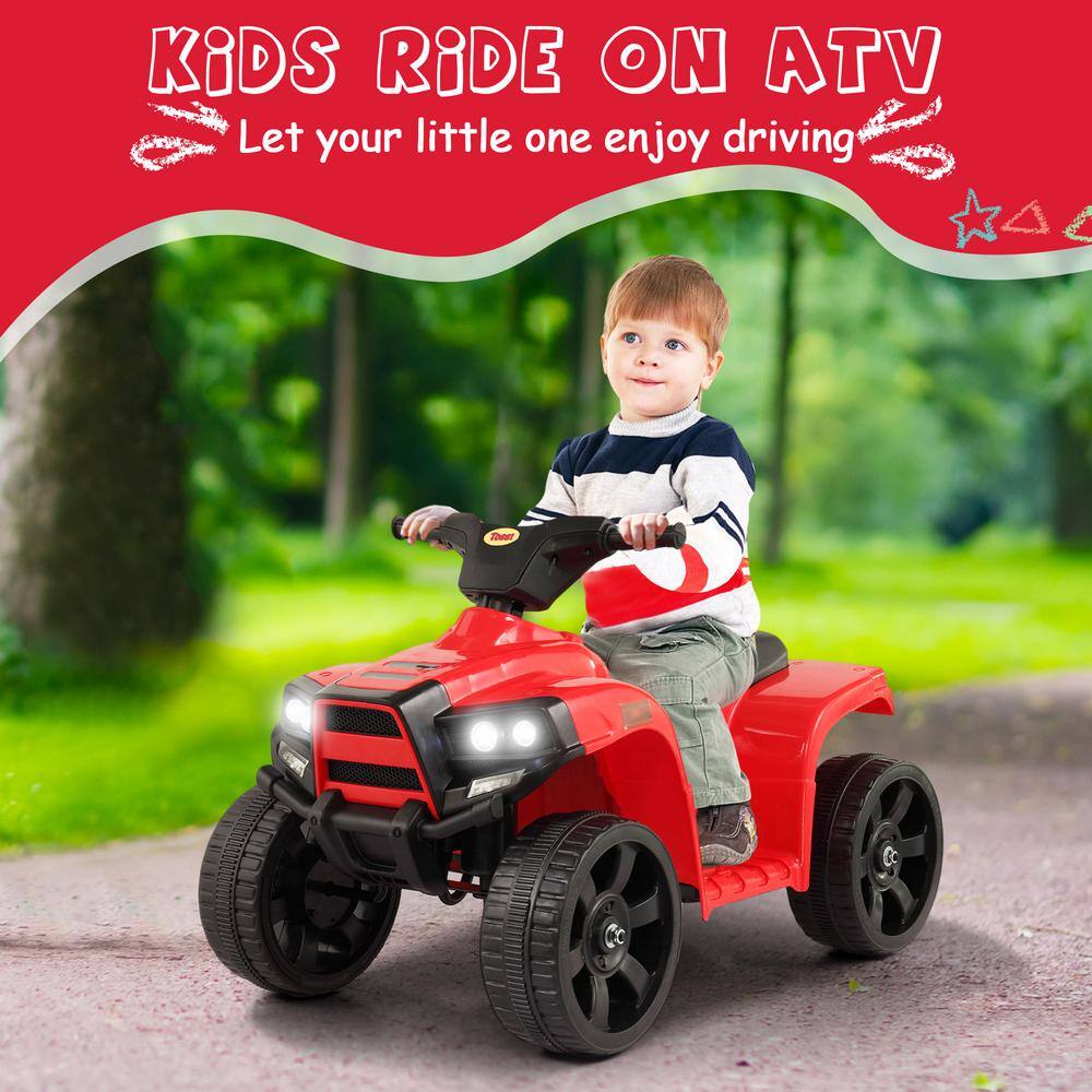 6V Red Kids Electric Quad with Bright Headlights