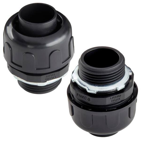 HYDROMAXX (25-Pack) 1/2 in. Dia. Black Liquid Tight Non Metallic Electrical PVC Conduit Straight Fitting Connector