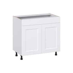 Wallace Painted Warm White Shaker Assembled 36 in. W x 34.5 in.H x 21 in. D False Front Vanity Sink Base Kitchen Cabinet