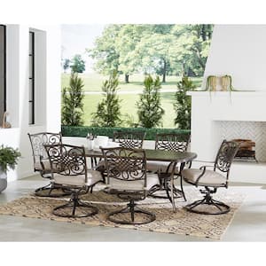 Agio Renditions 5-Piece Aluminum Outdoor Dining Set with Sunbrella Silver  Cushions