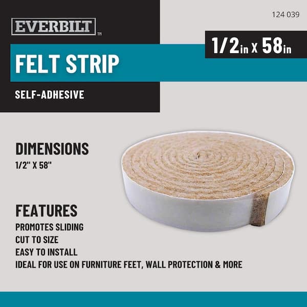 1/2 in. x 58 in. Beige Felt Strip Heavy Duty Self Adhesive Furniture Pad
