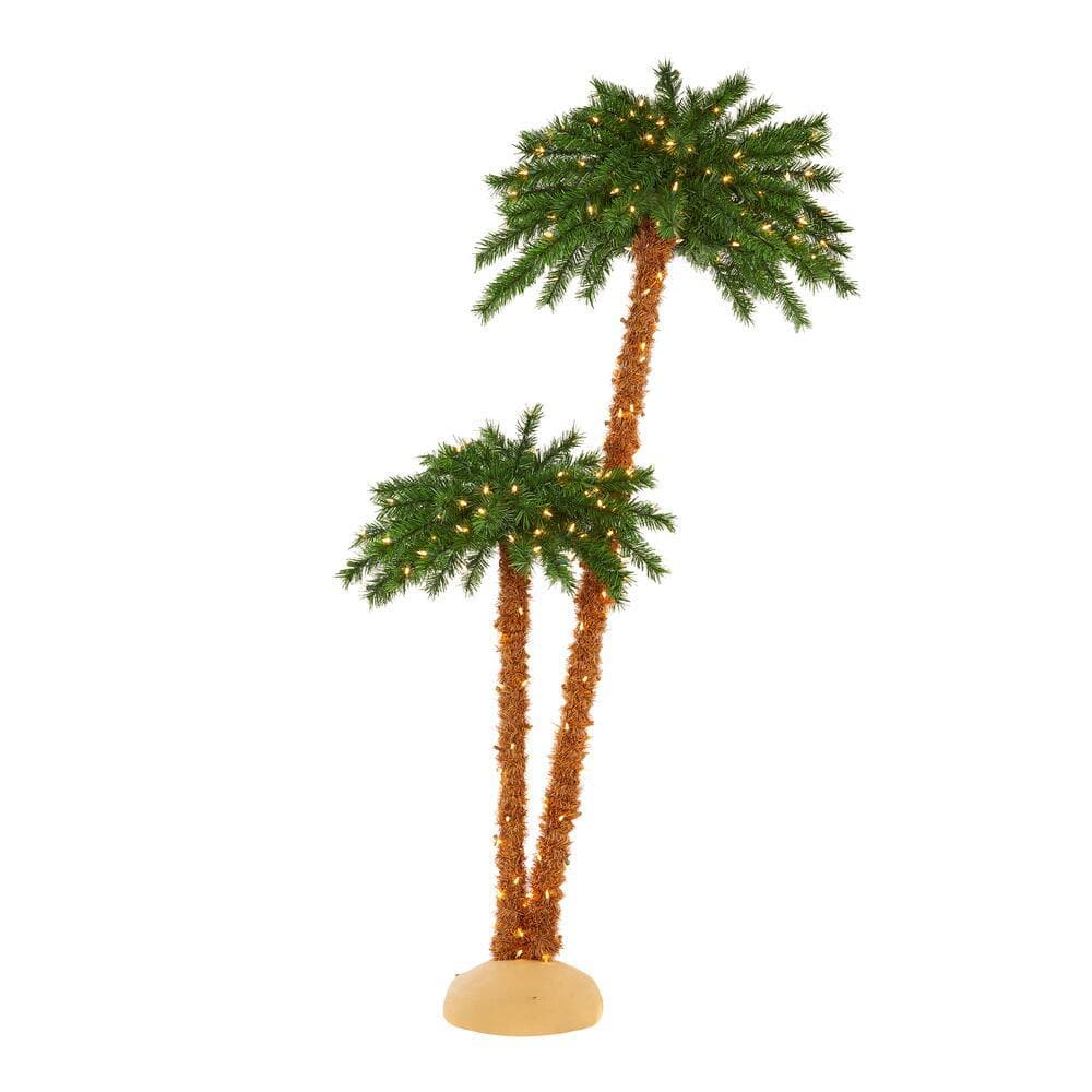 Home Accents Holiday 6 Ft Led Artificial Palm Tree 2pk With 350 Warm White Lights W14d0268 The Home Depot