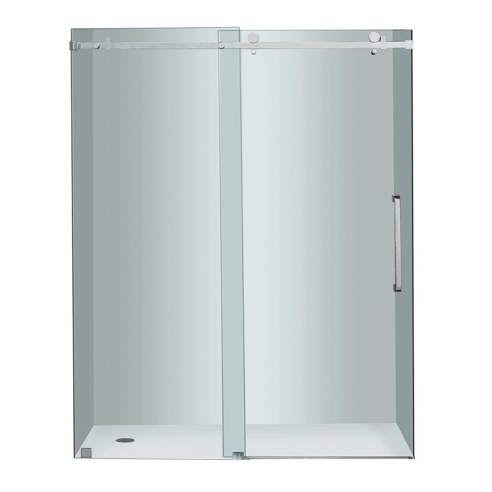 Aston 60" x 75" Frameless Chrome Sliding Shower Door