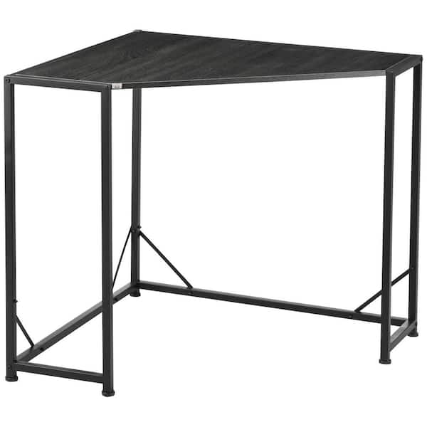 HOMCOM 31.5 in. Space-Saving Small Corner Gray Wooden Desk and Corner TV Stand, Computer and Writing Desk with Metal Frame