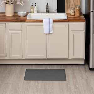 Herringbone Gray 18 in. x 30 in. Indoor Comfort Kitchen Mat