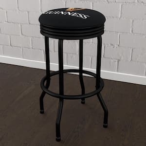 Guinness Harp 29 in. Black Backless Metal Bar Stool with Vinyl Seat