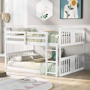 Full over Full Bunk Bed with Ladder, White