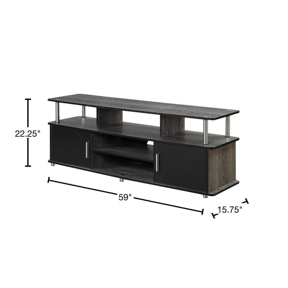 Modern Black 59" TV Stand with Concealed Cabinets and Open Shelves