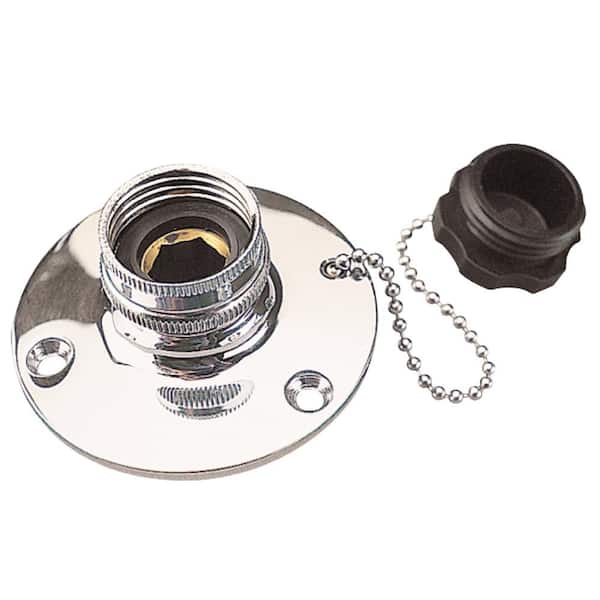 Unbranded Fresh Water Inlet, #8 Fastener, Brass Chrome Plated, Includes Cap & Chain