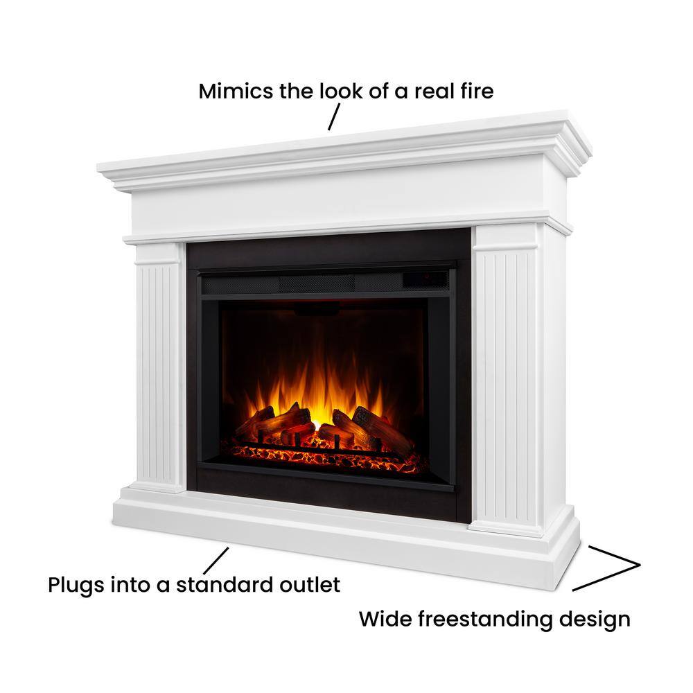 Centennial Grand 56" White Electric Fireplace with Carved Pilasters