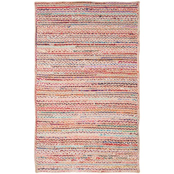 SAFAVIEH Cape Cod Natural/Multi 4 ft. x 6 ft. Striped Braided Area Rug