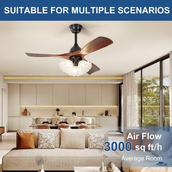 Depuley 42-Inch Ceiling Fan With Light – Walnut 3-Blade, Indoor/Outdoor, DC Motor, Remote & App Control, 6 Speeds, Reversible, Timer