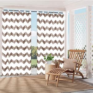 Outdoor Curtain for Patio Waterproof Privacy UV Protection for Porch Gazebo Deck Chevron , Taupe 50 in. W x 96 in. L