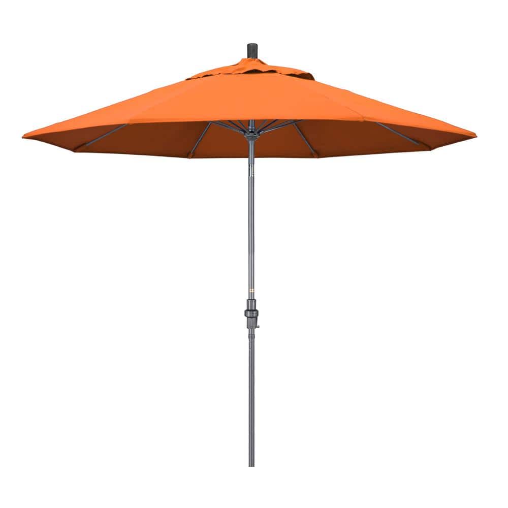 9 ft. Hammertone Grey Aluminum Market Patio Umbrella with Collar Tilt Crank Lift in Tangerine Sunbrella price history on PriceWatchPro