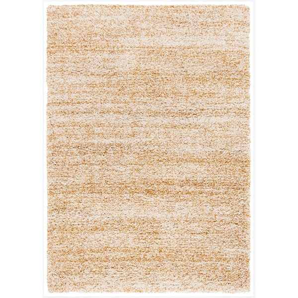 Hudson Shag 2 ft. x 3 ft. Ivory/Gold Solid Marle Area Rug