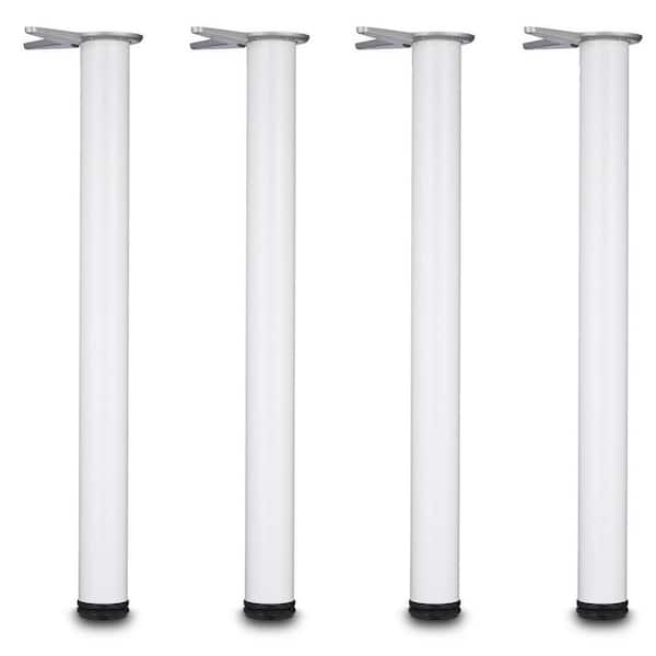 Richelieu Hardware (4-Pack) 27 1/2 in. (700 mm) White Metal Round Table Leg with Leveling Glide