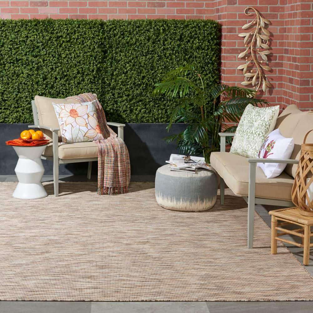 Positano Classic Beige Rectangular 7' x 10' Easy-Care Outdoor Rug