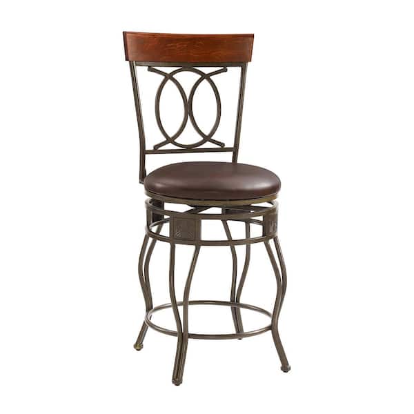 Linon Home Decor Lewis 24 in. Bronze Back Metal Swivel Counter Stool
