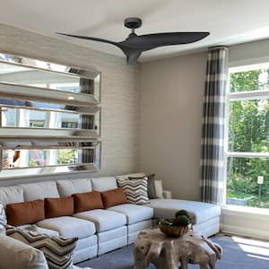 Aerofanture 52 in. Modern Matte Black Downrod Ceiling Fan with Remote Control