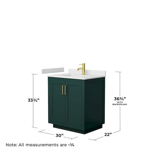 Miranda 30 in. W x 22 in. D x 33.75 in. H Single Bath Vanity in Green with White Cultured Marble Top