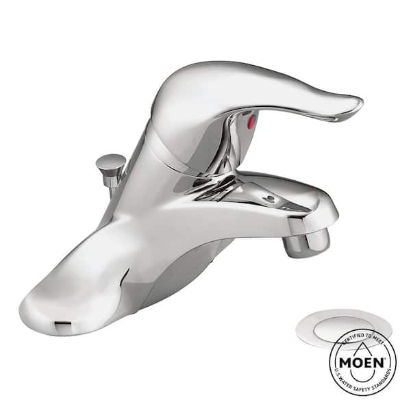 Chateau 4 in. Centerset Single Handle Low-Arc Bathroom Faucet with Metal Drain Assembly in Chrome (3/8" Compression)