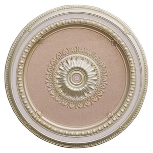 47 in. x 3 in. x 47 in. Rose Gold Round Chandelier Polysterene Ceiling Medallion Moulding