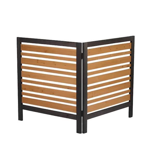 2-Panel Outdoor Air Conditioner Garden Fence Screen, 42 in. Outside Wood Privacy Fence, Backyard Garden Patio, Gold