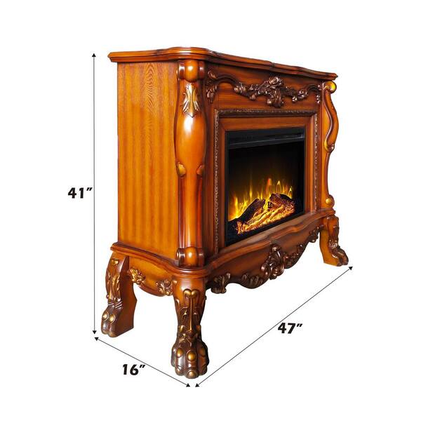 Acme Furniture - Dresden 47 in. Freestanding Wooden Electric Fireplace in Cherry Oak