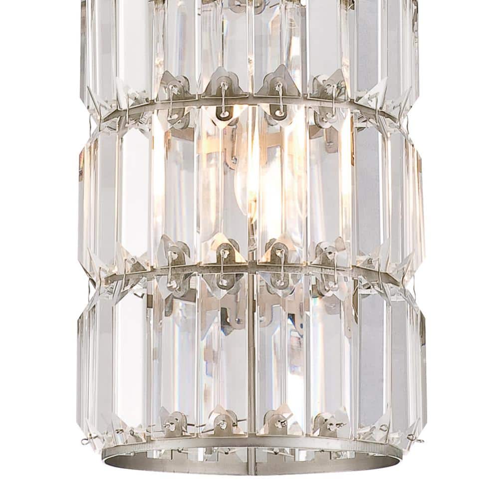 Brushed Nickel Mini Pendant with Crystal Prism Glass Shade