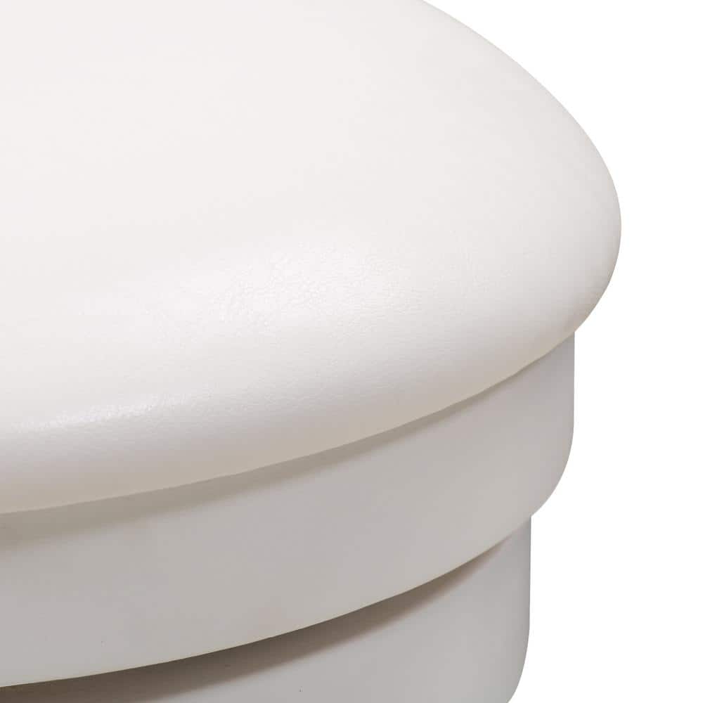 White Wood Swivel Counter Height Barstools with Leather Seats, Set of 2
