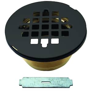 Compression Shower Drain with Grid in Matte Black