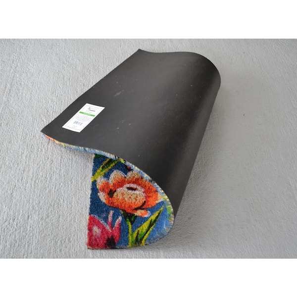 Vinyl Back Multi-Colored Dahlia 30 in. x 18 in. Outdoor Coir Door Mat
