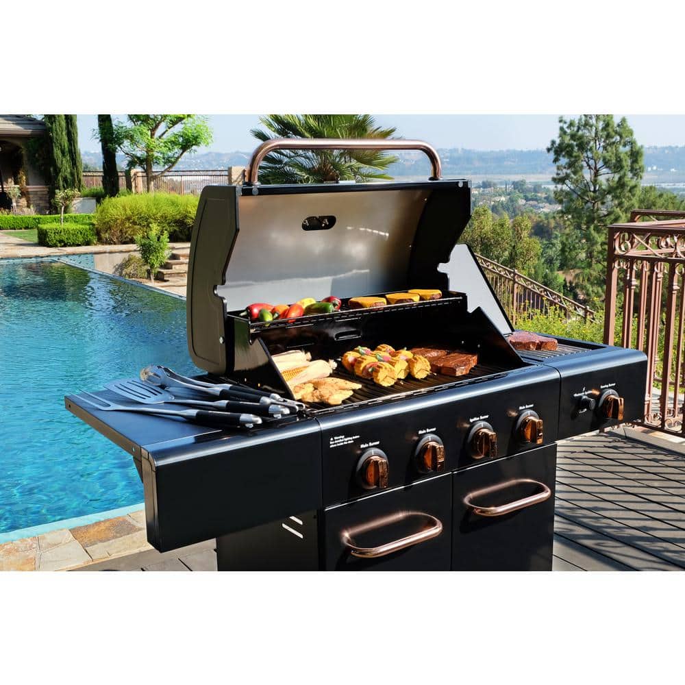 Kenmore Black and Copper 4-Burner Propane Gas Grill with Side Burner
