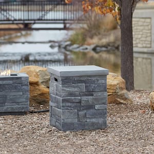 16 in. Ledgest 1 Propane Tank Cover in Gray Ledgestone
