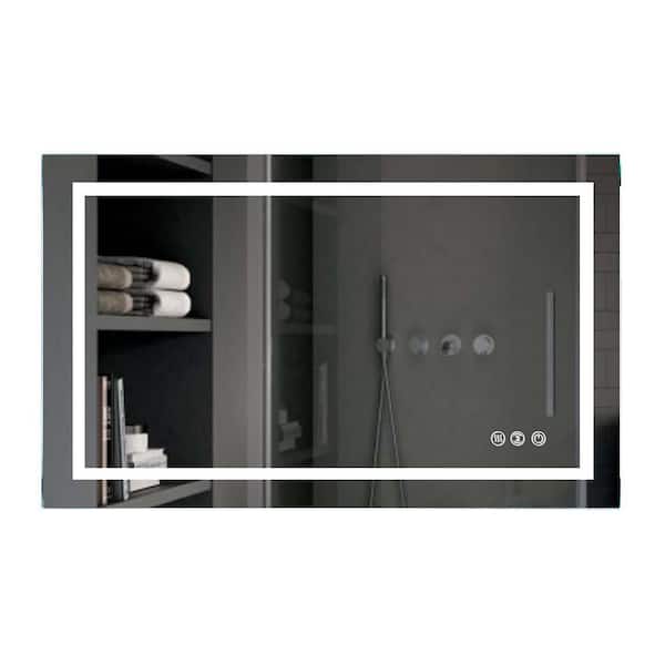 Whatseaso 36 in. W x 24 in. H Rectangular Frameless Anti-Fog Wall Bathroom Vanity Mirror in Silver