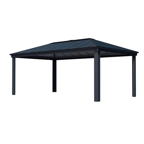 Dallas 12 ft. x 20 ft. Gray/Gray Opaque Outdoor Gazebo with Insulating and Sleek Roof Design