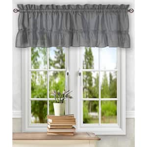 Stacey 13 in. L Polyester/Cotton Ruffled Filler Valance in Grey