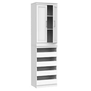 Modular Storage 21.38 in. W White Reach-In Tower Wall Mount 3-Shelf Wood Closet System
