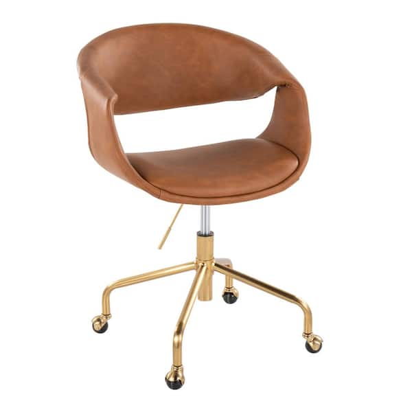 Lumisource Curvo Faux Leather Upholstered Task Chair 34 Gold