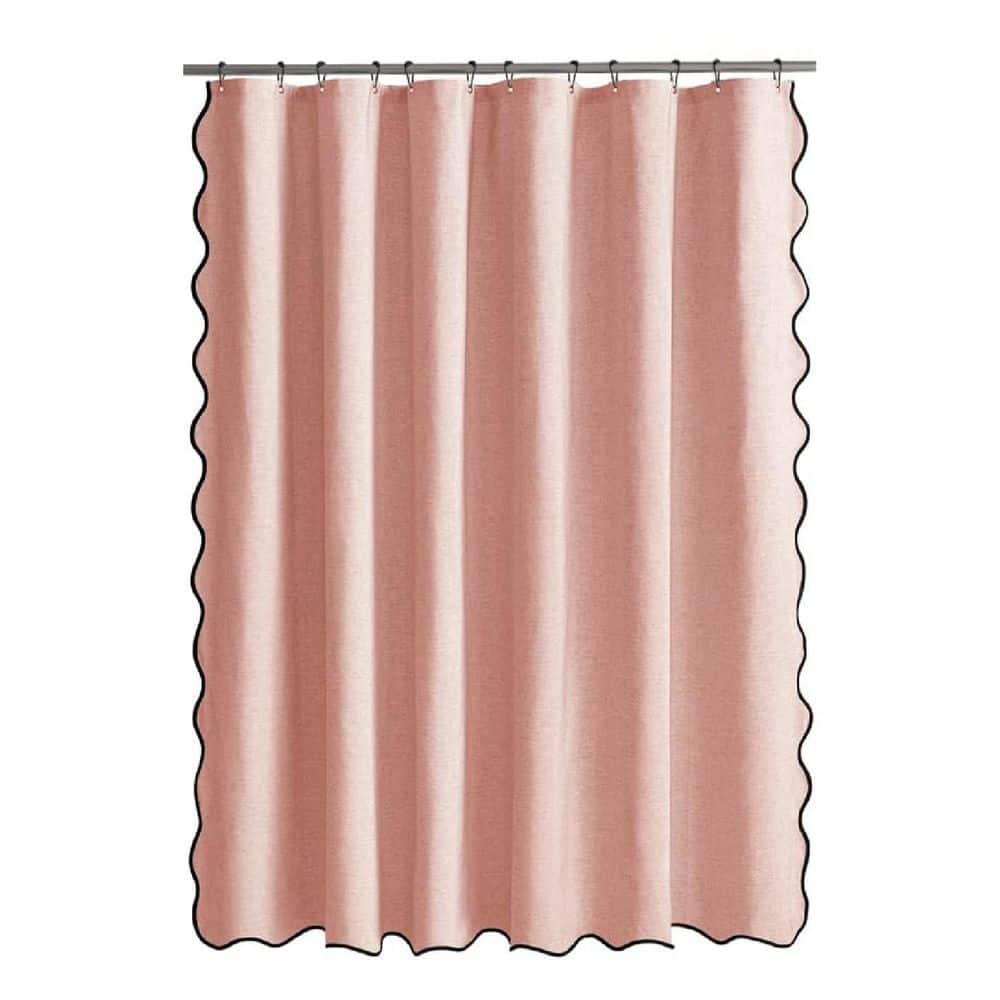 72 in. W x 72 in. L Faux Linen Shower Curtain in Pink with 12 Metal Hooks, Washable and Waterproof Thick Cloth price history on PriceWatchPro