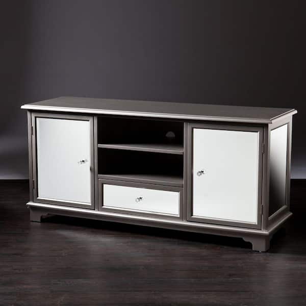Southern Enterprises Pavel Mirrored And Silver Entertainment Center Hd889108 Southern Enterprises Pavel Mirrored And, White Mirrored Entertainment Center