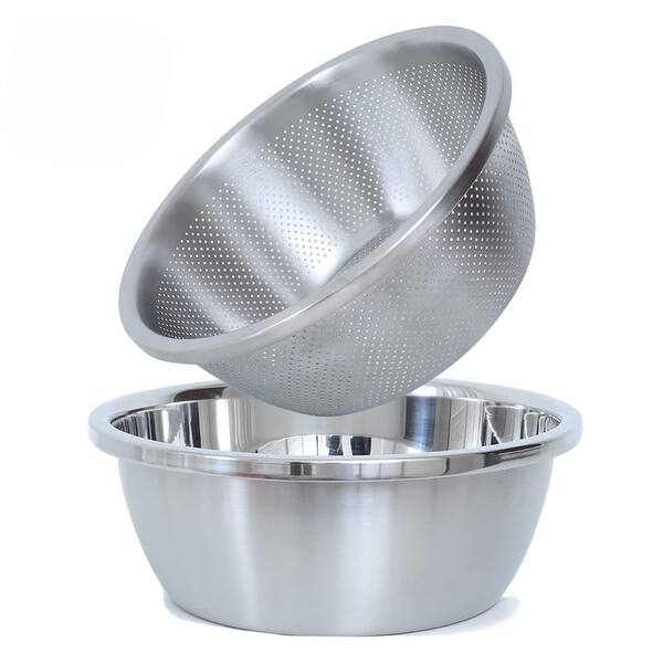 Microporous Design 304 Stainless Steel Colander Set of 2, 2 qt. Large Capacity for Vegetable Fruit Rice Pasta Draining