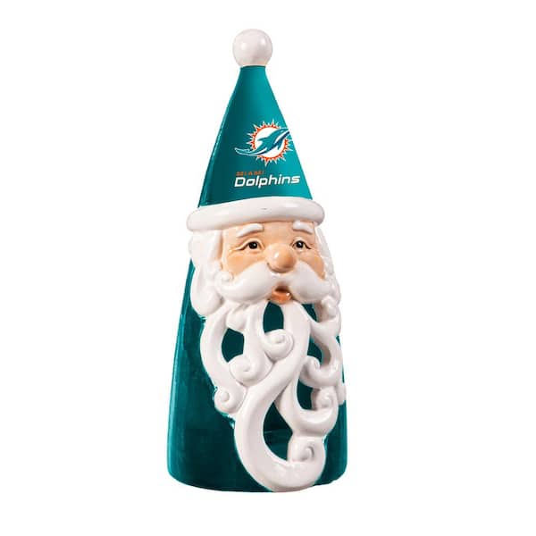 Team Sports America Miami Dolphins Santa LED Christmas Garden Statuary, 8 in.