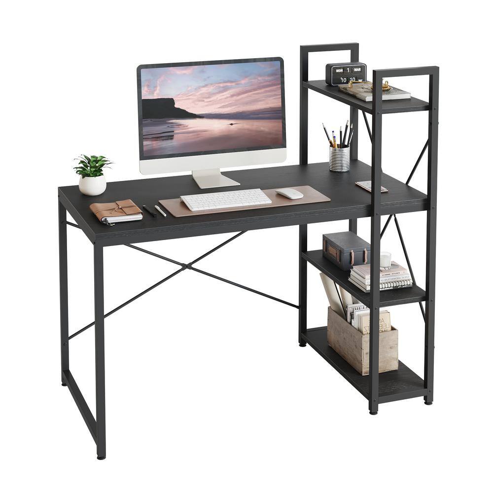 Bestier 47.24 in. Grained Black Computer Writing Office Desk with ...