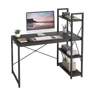 47.24 in. Grained Black Computer Writing Office Desk with Adjustable Storage Shelves