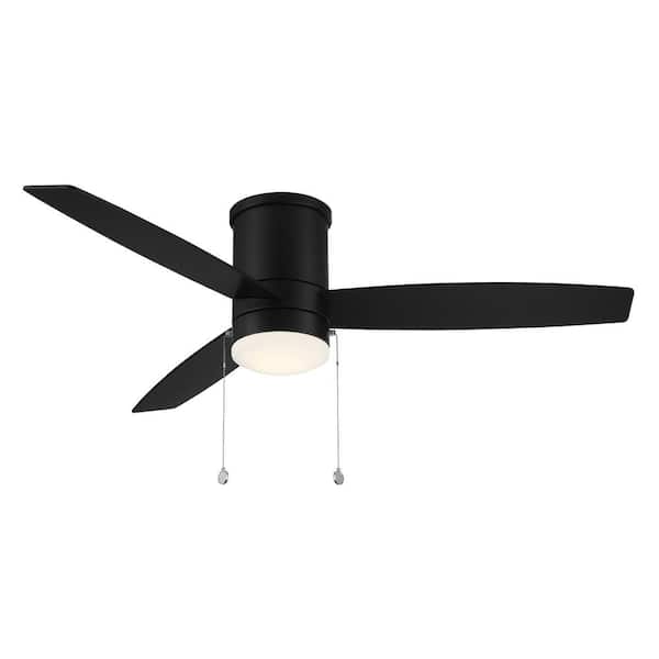 Atlantis 52in. 3000K Integrated LED Light Kit Indoor/Outdoor Matte Black Flush Mount Ceiling Fan