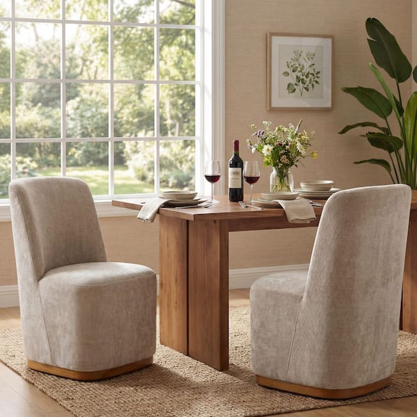 CHRISTOPHER KNIGHT HOME Elish Oatmeal Chenille Indoor Dining Chair with ...